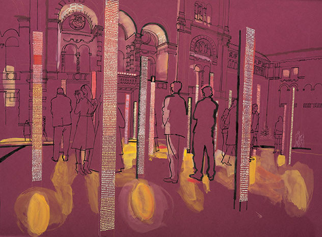 lucinda rogers v&a musem annual review illustration black and white